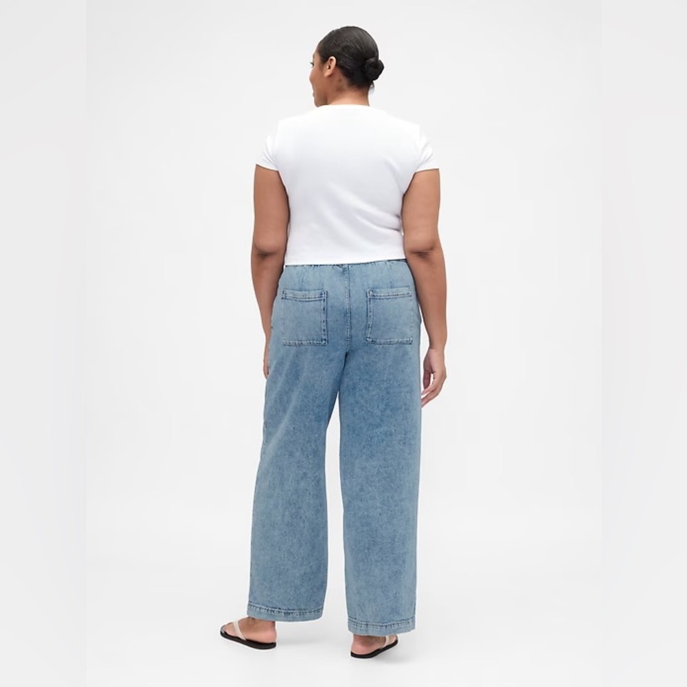 NWT! GAP Light Wash High Rise Pull-On Wide-Leg Jeans - Size Small 🩷 #805640 - Picture 6 of 10
